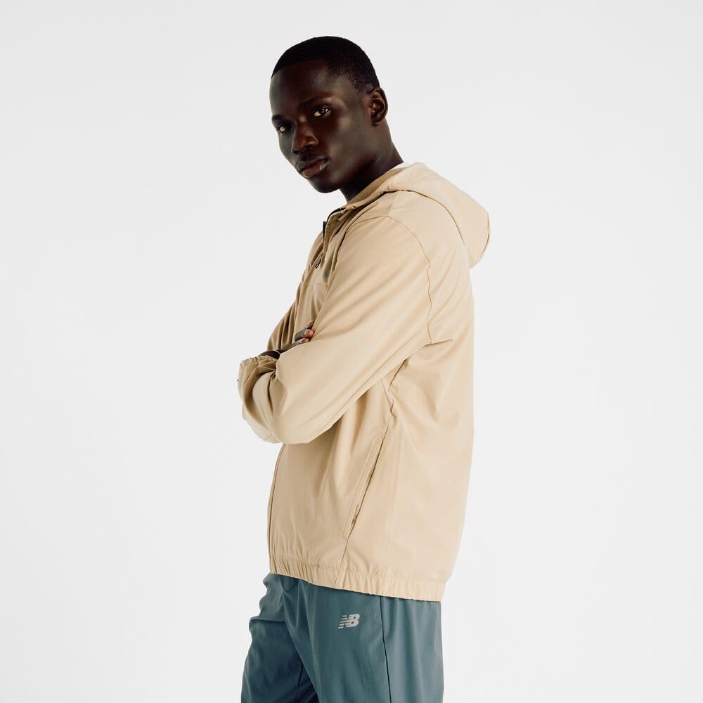 New Balance Men's Woven Full Zip Jacket, Stoneware, X-Small